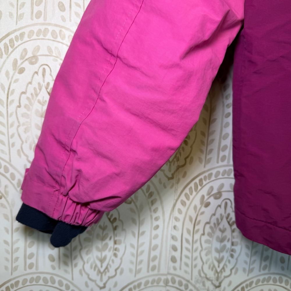 Lands End Kids Squall Jacket Pink Purple Hooded Waterproof Fleece Lined XS 4-5 - Picture 6 of 11